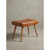 thumbnail of Sitzhocker 67x47x39 cm Mango Massivholz / Echtleder Chesterfield-Design, Lederhocker Braun, Beistellhocker Hocker ohne Lehne, Country