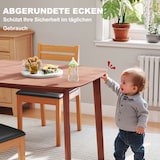 thumbnail of Esstisch Holz Braun 150x80x76 cm für 6 Personen im Landhausstil, lackierte Oberfläche, abgerundete Ecken, rutschfeste Fußpolster