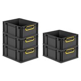 thumbnail of Eurobox NextGen Color, HxBxT 17x30x40cm, 16 Liter, Griffe gelb zu, Schwarz, Eurobehälter, Transportbehälter