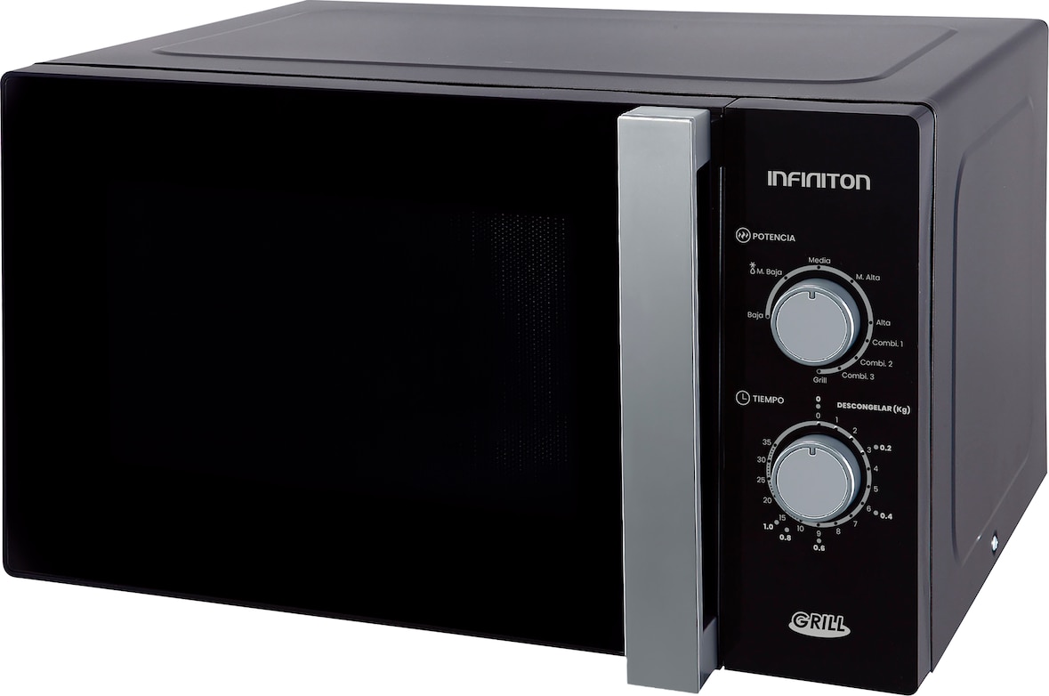 INFINITON Microondas MW-B25LS, 25 litros, 900 W, Grill, Negro