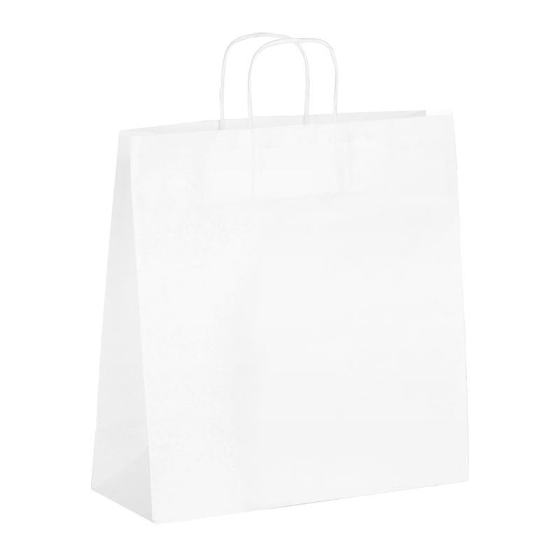 Witte kraft draagtas met gedraaide handvatten 35 + 14 x 40 cm bulk per 200 - Gimex