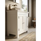 thumbnail of Design Waschbeckenunterschrank WL1.350 Badunterschrank mit 2 Türen Weiß, Kleiner Schrank Badezimmer 57 cm Breit, Badschrank Waschbecken Stehend, Bad