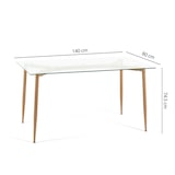 thumbnail of Mesa retangular 140x80 cm com tampo em vidro temperado e pés em metal com efeito madeira,para sala de jantar, cozinha ou escritório – Madeira – Peter