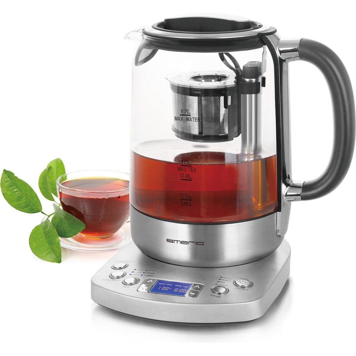 Emerio WK-122248 Wasserkocher 1,7 l 2200 W Edelstahl, Transparent