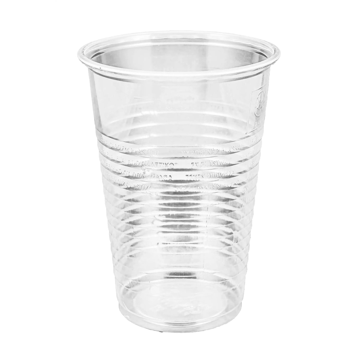 100 Trinkbecher PP , gerillt, mit Eichstrich, transparent 300 ml, 08158