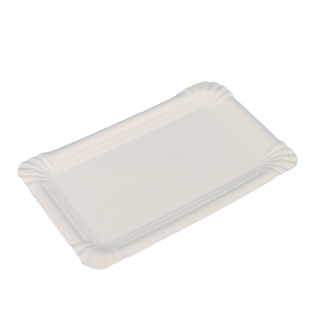 2500 Pappteller eckig 11x17,5cm weiß Bio Frischfaser