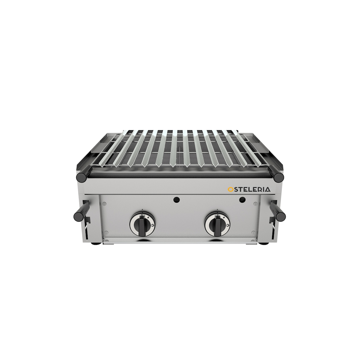 Barbacoa a gas de piedra volcánica con parrilla inoxidable pavonada regulable 60SBBAR Inox Osteleria