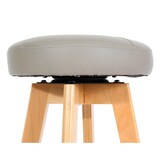 thumbnail of Barhocker Navan, Barstuhl Tresenhocker, Holz Kunstleder drehbar ~ taupe, helle Beine