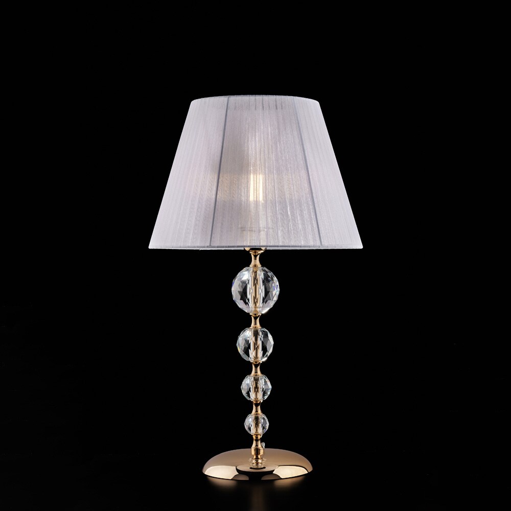 Ruben - Candeeiro em ferro dourado e cristal 1 luz com abajur H.61 - Ø35 - BL267-LM-OR