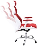 thumbnail of Sedia da ufficio HWC-F12, sedia da scrivania sedia girevole sedia executive, funzione scorrevole tessuto/tessuto + similpelle ~ rosso/bianco