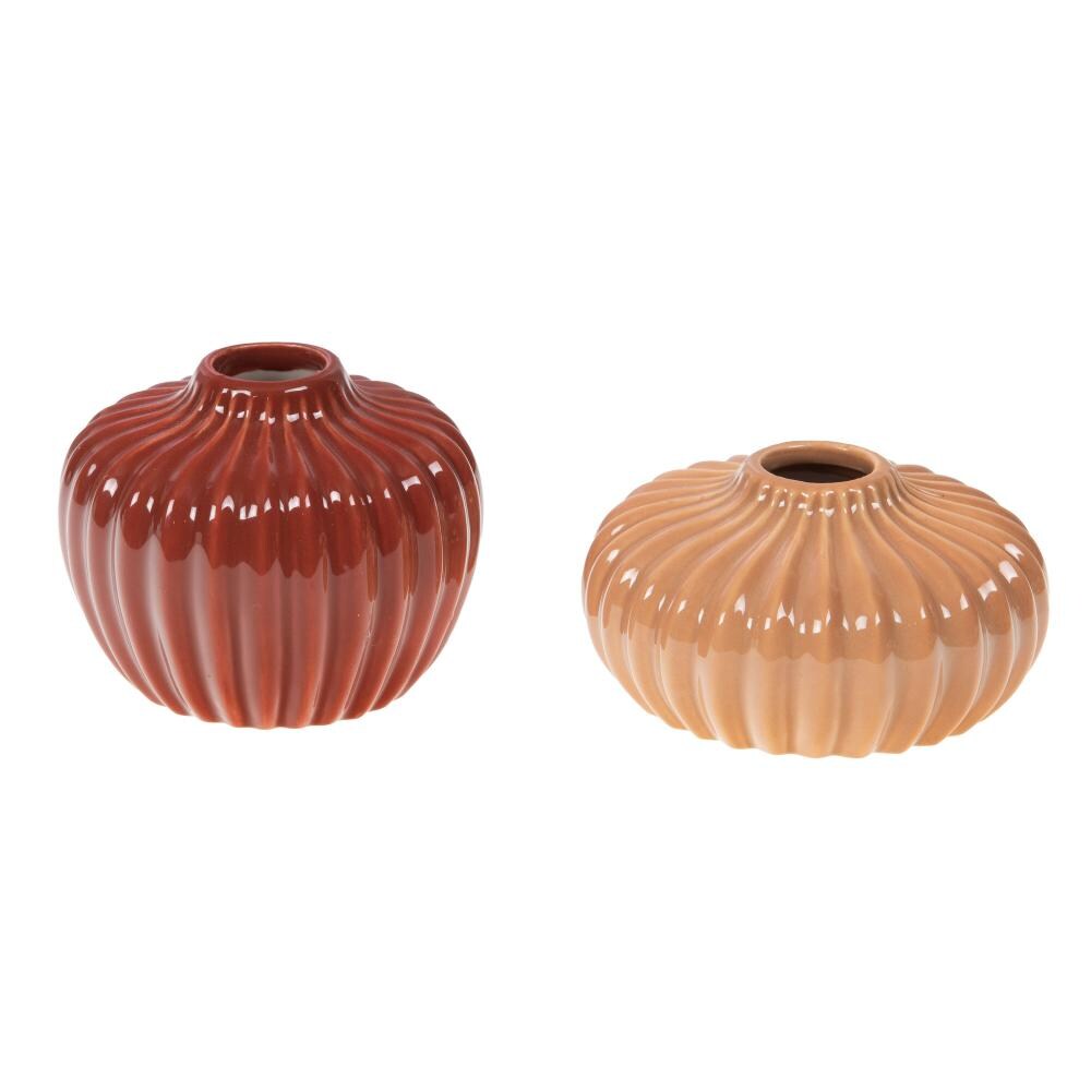 Set de 2 mini vases striés -  Multicolore Rond Céramique Amadeus 9.20x9.30 cm