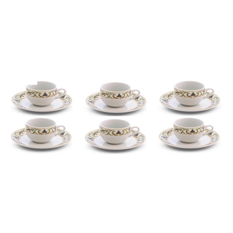 Fade Christmas white natale, set 6 tazze c/piattino  caffè in finissima porcellana