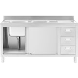 thumbnail of Royal Catering - Royal Catering RC-IKS04 Plonge En Inox Professionnelle Sur Meuble Bas Armoire Placard Avec Évier Acier Inoxydable (2 bacs : 400 x