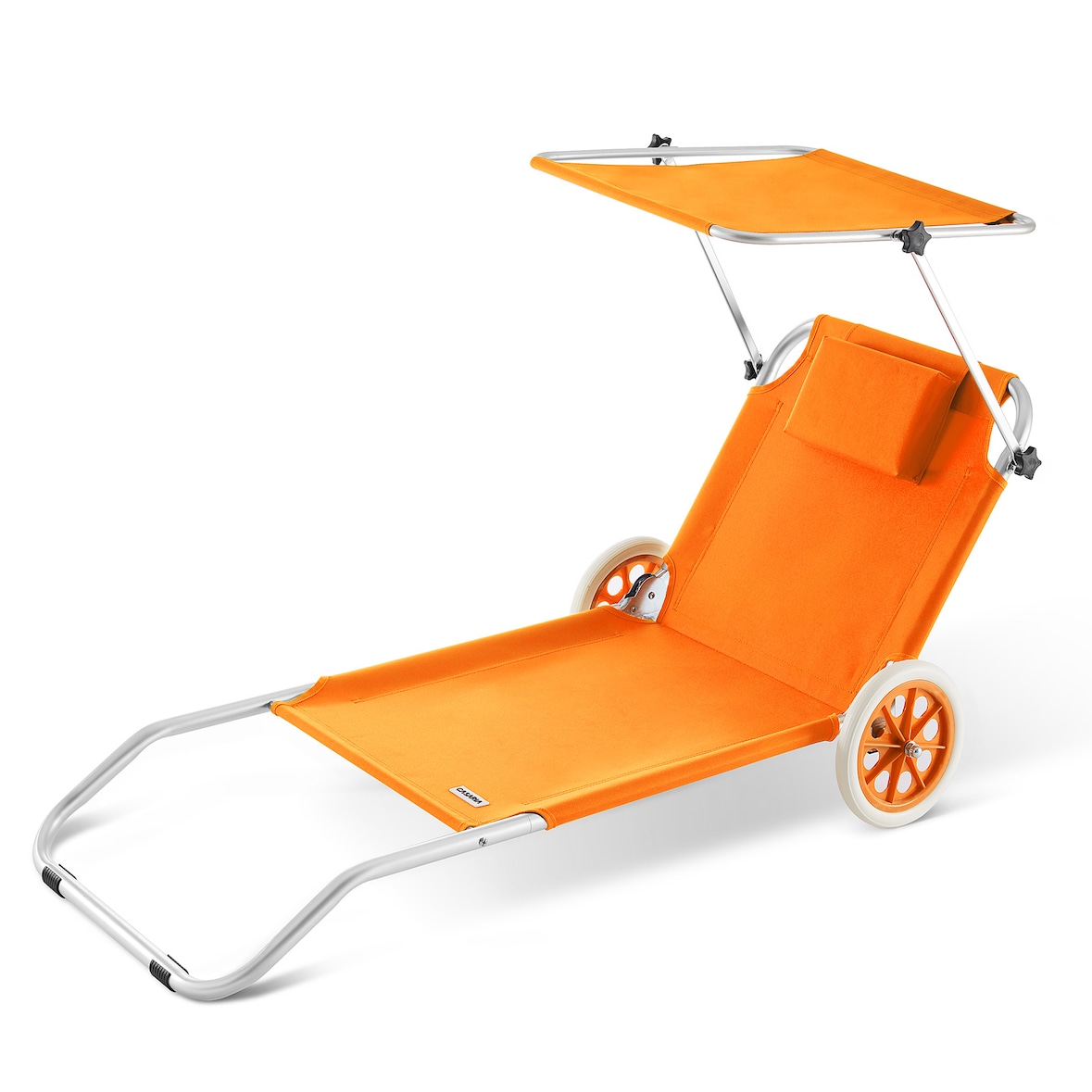 CASARIA® Alu Strandliege Klappbar Sonnenliege mit Dach Rollen Kissen Gartenliege Orange