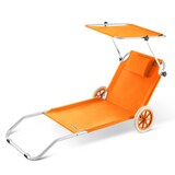 thumbnail of CASARIA® Alu Strandliege Klappbar Sonnenliege mit Dach Rollen Kissen Gartenliege Orange