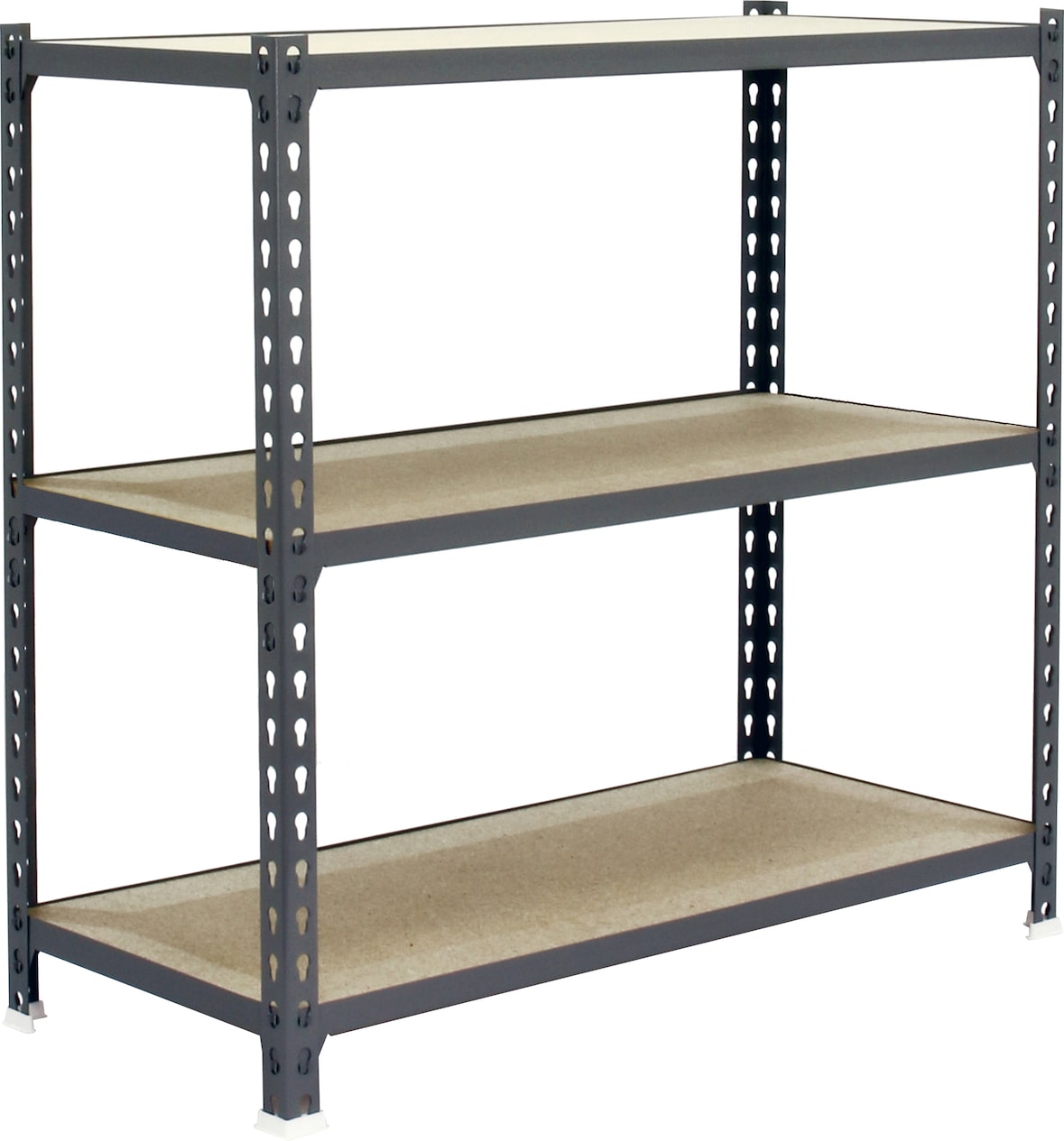 SimonRack Estantería Metálica, 900x1100x500 mm, 3 Alturas, Bandeja Madera, 200 kg de Punto Flexión, Gris/Madera - Maderclick