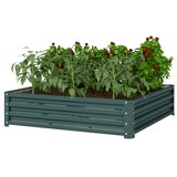 thumbnail of Outsunny jardinera exterior grande rectangular de acero galvanizado con base abierta para cultivar plantas flores hierba 120x120x30 cm verde