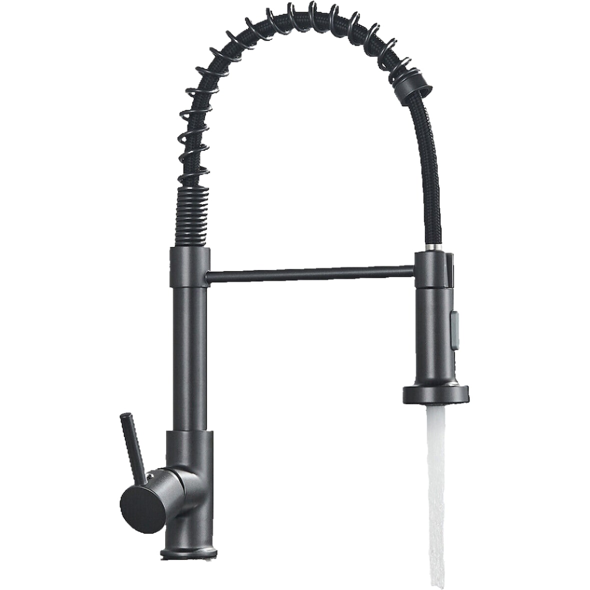 Bernd | Grifo de cocina Catering gris titanio con muelle | Grifo de cocina de acero inoxidable flexible | Girar 360 grados. Alta presión 2 puertos