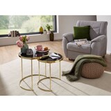 thumbnail of 2er-Set Satztische mit Hochglanz Metallgestell und schwarzem Glas, 50/42 cm - Stilvolles Design mit sicherem Stand. 50x50x50 cm | Kadima Design