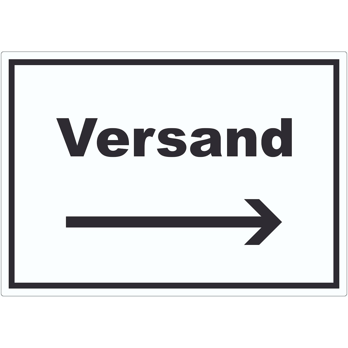 Versand Aufkleber mit Text und Richtungspfeil rechts Lieferung shipping waagerecht A9 (37x52mm)