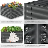 thumbnail of tectake Bac à fleurs surélevé Blomma galvanisé 600L anthracite 100x100x62cm potager jardin extérieur ergonomique culture légumes herbes plantes