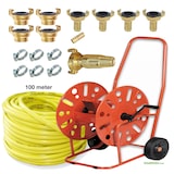 thumbnail of Carrello portatubo PROFESSIONAL acciaio + tubo acqua 100m 3/4" + ugello spruzzatore + raccordo