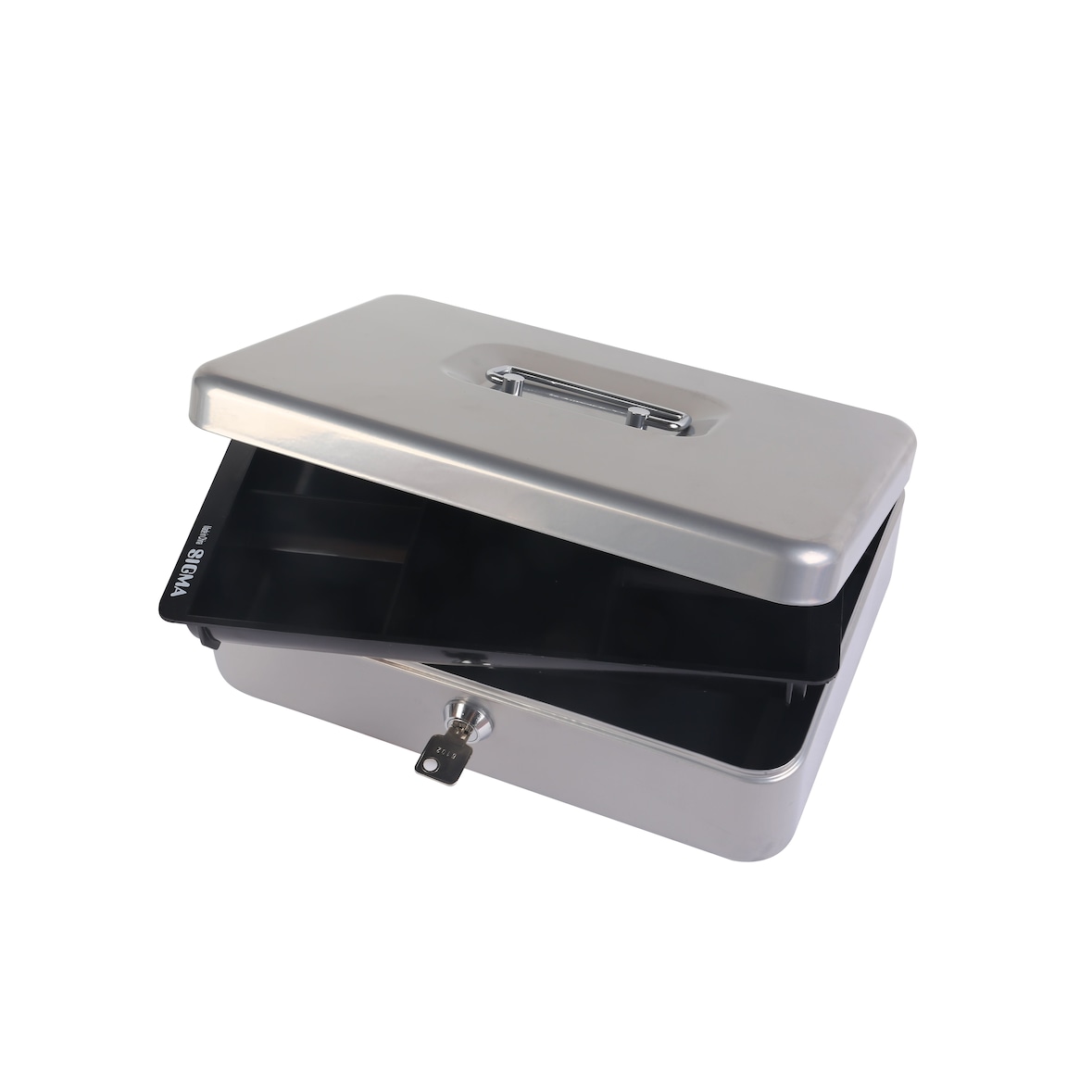 SIGMA Geldkassette, Stahlblech / Kunststoff, 20.4 x 15 x 7.2 cm, silber