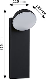 thumbnail of Paulmann LED Außenwandleuchte Puka  seewasserresistent IP44 rund 110x125mm 3000K 8,5W 460lm 230V  Anthrazit Aluminium 94738