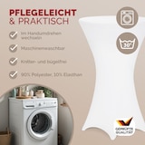 thumbnail of DETEX® Stehtischhusse Weiß 60-65cm Verstärkter Fußbereich 30°C Waschbar Stehtisch Hussen Stretch Tisch Überzug Hochzeit