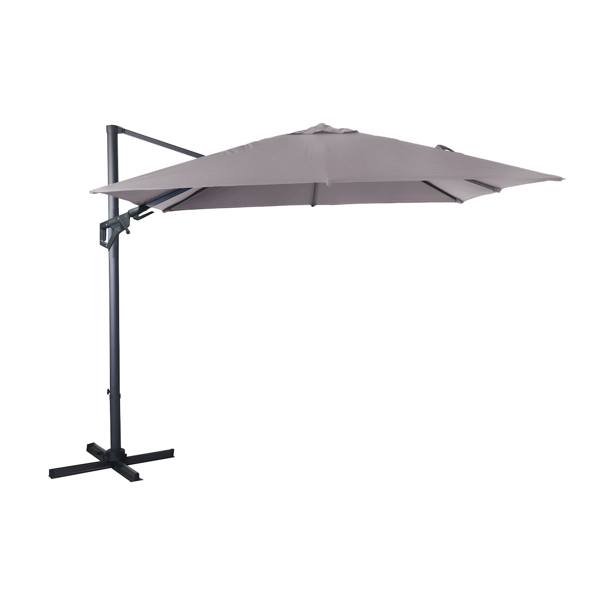 Proloisirs Parasol Déporté 3X3 m/8 baleines NH20 Inclinable Orientable Manivelle - Taupe