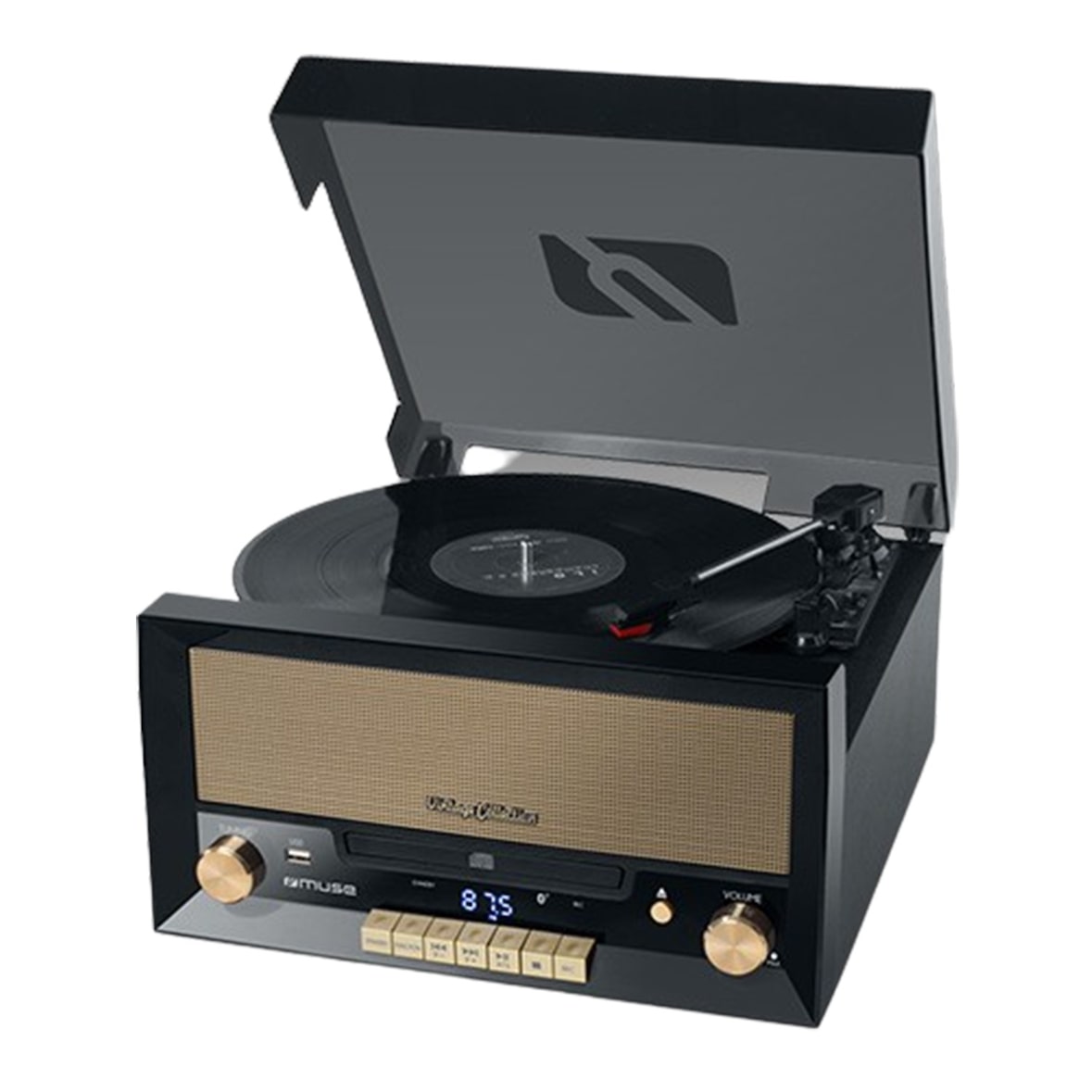 Système Chaîne Hifi CD 20W avec platine Vinyle - CD/FM/USB/AUX - 33/45/78 tours MT-110B-MATCH