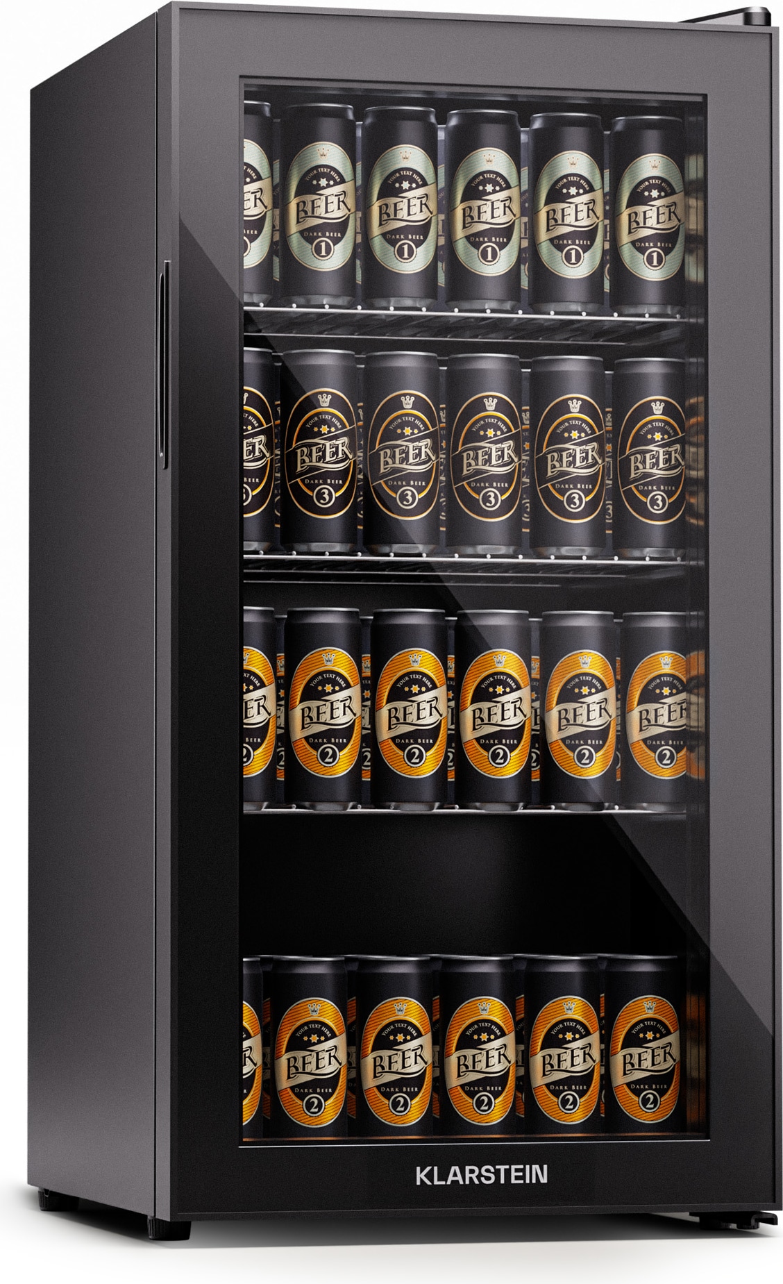 Beersafe 74 Slim Kühlschrank 74 Liter 3 Böden Panoramaglastür Schwarz