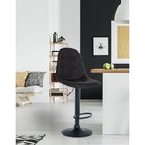 thumbnail of Banco de bar em tecido Elmore preto/metal fosco preto