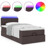 thumbnail of vidaXL Ottoman-Bett mit Matratze & LEDs Dunkelbraun 90x190 cm Stoff