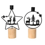 thumbnail of 1 Kerzenhalter Metall 21cm - Kerzenständer mit Wintermotiv Deko Aufsteller Weihnachten Tischdeko Stabkerzenhalter Spitzkerzenhalter Winterdeko Schwarz