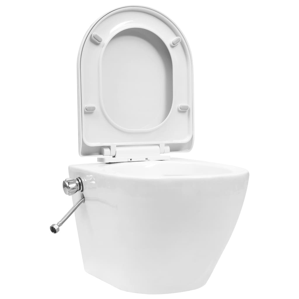 Helloshop26 - Toilette murale sans bord à fonction de bidet céramique blanc 02_0003574