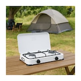 thumbnail of Réchaud à gaz 2 feux 3200W Brûleurs fonte amovibles Couvercle Plaque de cuisson Gaz Butane ou Propane GOLD