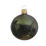 thumbnail of 4 Weihnachtskugeln 10cm Glas mundgeblasen Christbaumkugeln dunkelgrün glänzend