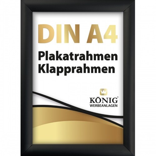 Dreifke® Plakatrahmen DIN A4 | 25mm Alu Profil, eckig | schwarz | Alu Klapprahmen Wechselrahmen Posterrahmen Rahmen | Dreifke®