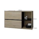 thumbnail of ML-Design Waschbeckenunterschrank Hängend Braun-Schwarz – 100x60x45,5 cm, Unterschrank mit 2 Schubladen, viel Stauraum, Badmöbel aus MDF-Holz für