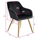 thumbnail of tectake Eetkamerstoel Marilyn fluweellook, gouden poten - zwart/goud, Set van 2 - 404014