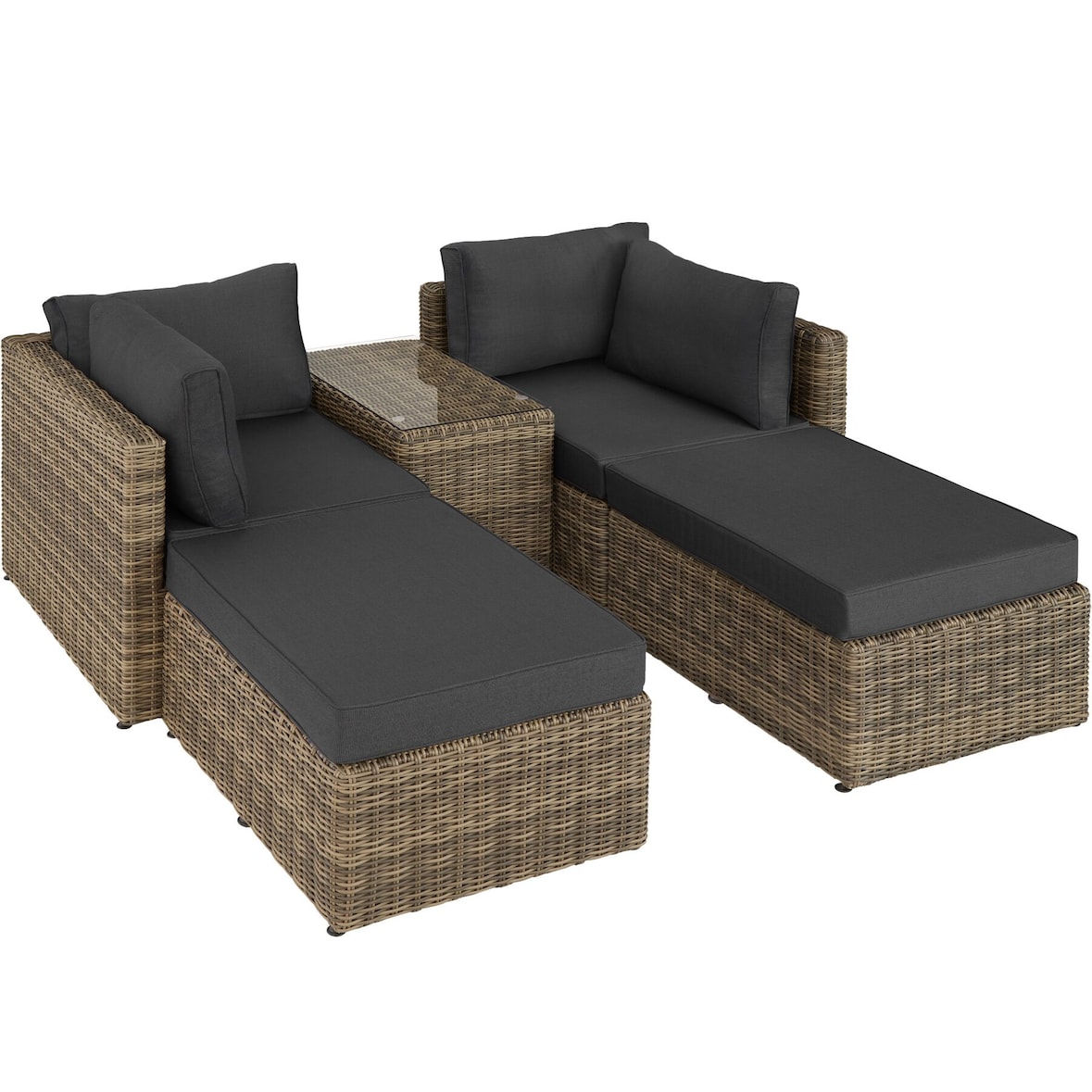 tectake Conjunto de salón de ratán con estructura de aluminio San Domino  Natural