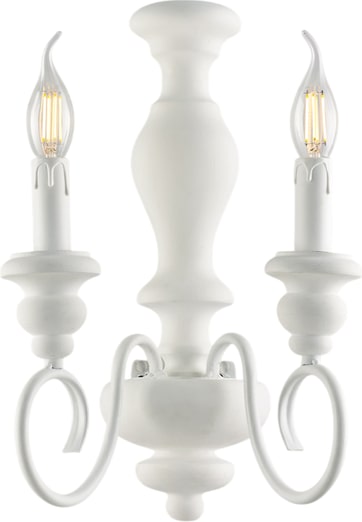 Cascina - Wandleuchte aus Holz und weiß lackiertem Eisen im Shabby-Look, 2 Lichter .25 - P.18 - BL265-AP2-BCO