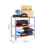 thumbnail of Schroefloos metalen rek Maderclick 3 planken. Kleur blauw/oranje/hout 900x1100x400 mm