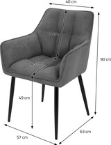 thumbnail of ML-Design – Esszimmerstühle 2er Set – Dunkelgrau Frotteestoff | dick gepolstert, Armlehnen, Metallbeine, ergonomisch