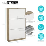 thumbnail of WellHome - Zapatero Abatible de Madera con 3 Compartimentos en color Blanco y Roble 71 x 25 x 124 cm - Segre Oak