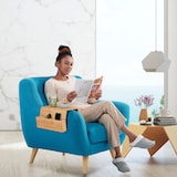 thumbnail of Relaxdays Sofatablett Armlehne, Bambus, HBT: 5,5 x 50 x 33,5 cm, Sofaablage mit Untersetzern, 2 Fächer, natur/schwarz