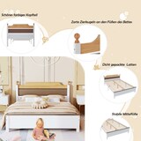 thumbnail of Doppelbett 140x200 cm aus Kiefernholz mit stabilen Mittelfüßen und elegantem Kopfteil – zeitloses Design in Weiß
