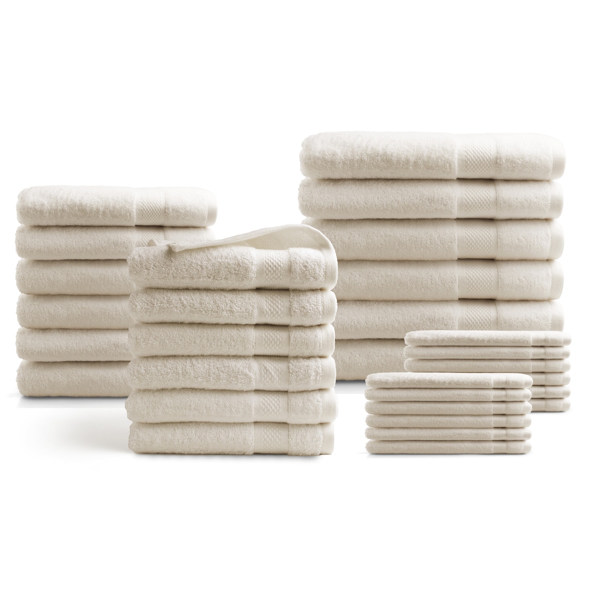 DoubleDry Handdoeken 30-delig set - Hotel kwaliteit 500 g/m2 - Crème