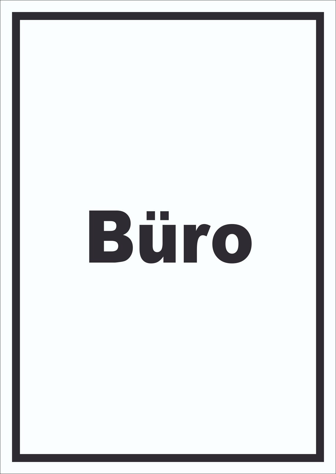Büro Schild mit Text Office Bureau hochkant A6 (105x148mm)
